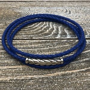 David Yurman Silver Triple Wrap Bracelet in Blue